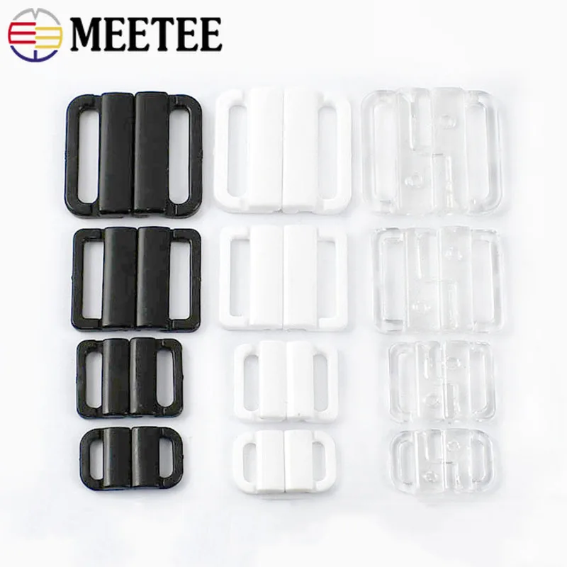 20/50Sets Meetee 10/15/20/25mm Plastic Bikini Buckle Bra Strap Adjuster Clasp Swimwear Closure Buttons Underwear  Snap Hook