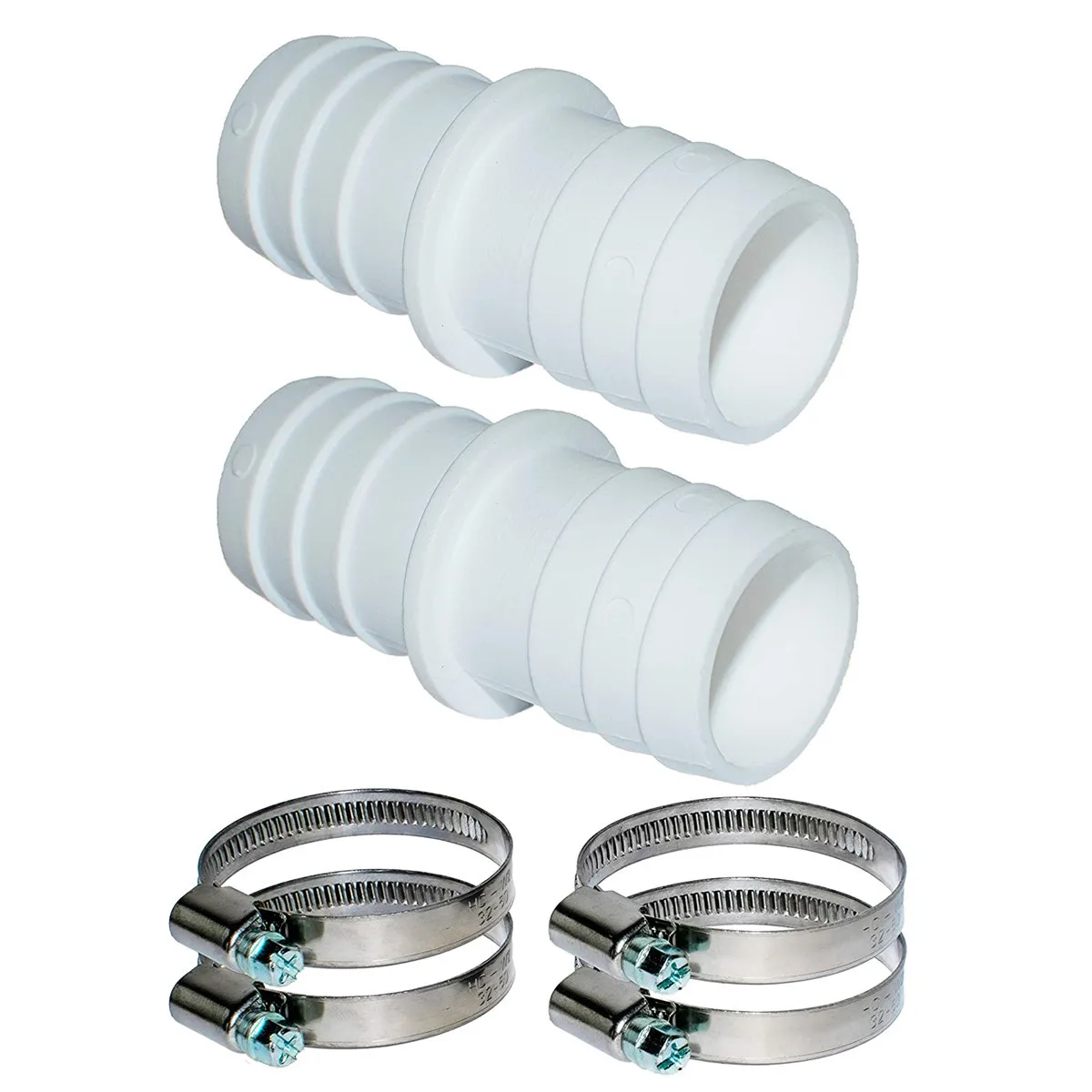 

32mm Hose Adapter Replacement Threaded with Clamp for Pool Sets Fits Filter Pumps Generators and Salt Systems with Threaded Hose