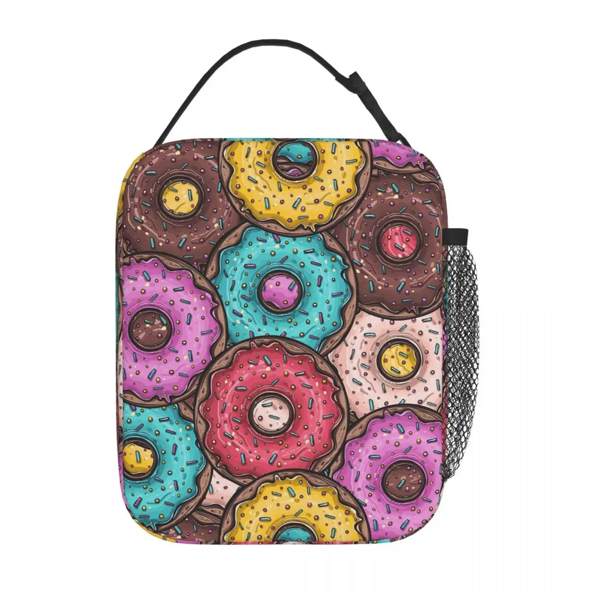 Cartoon Donut Ice Cream Pattern Insulated Lunch Bag for Women Kids Portable Food Boxes Thermal Lunch Box Tote