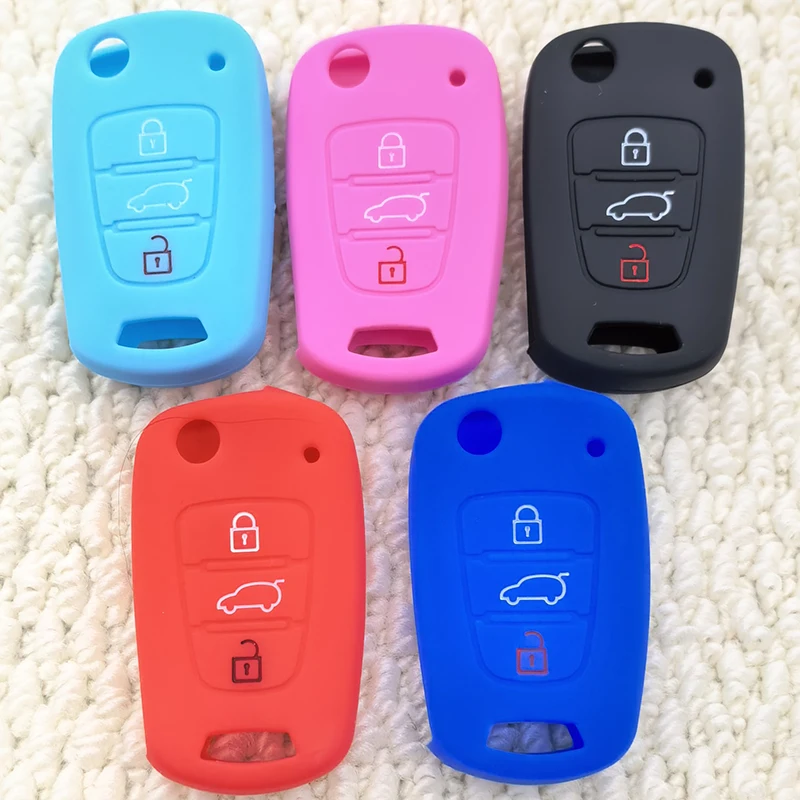 Silicone Car Key Cover Flip Case for Kia RIO K2 K5 Sportage Sorento for Hyundai I20 I30 I35 IX20 IX35 Solaris Verna Accessories