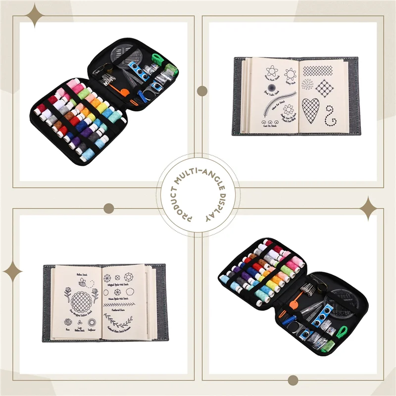 كتاب غرزة DIY مع مجموعة أدوات، كتاب لباد التطريز مع إبرة وخيط أنماط الخياطة للمبتدئين، التطريز Giftab13