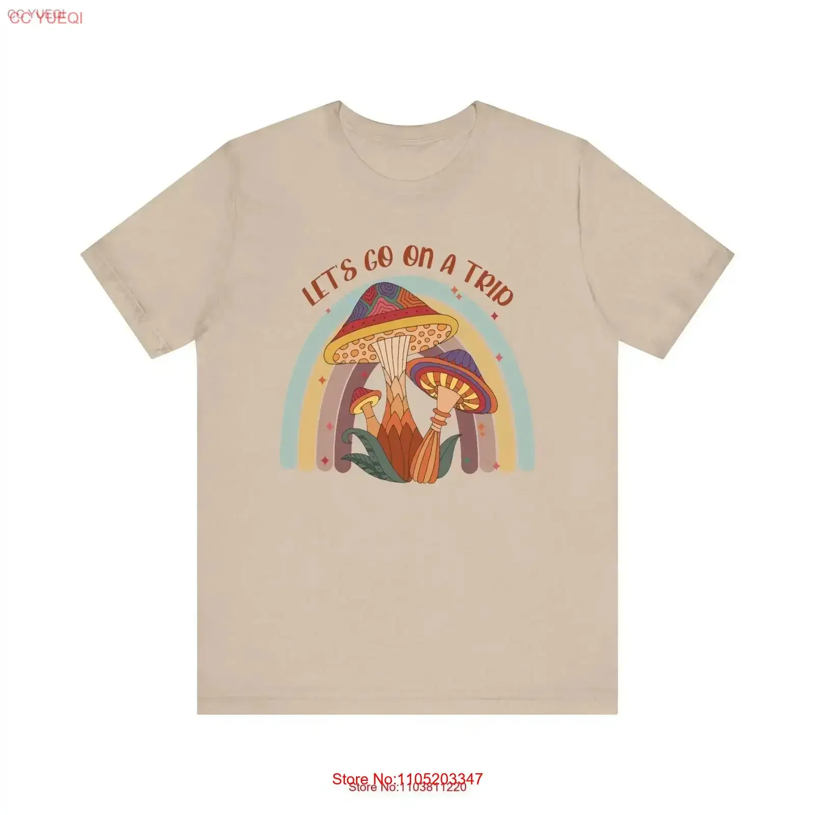 

Футболка с грибами Lets Go on a Trip Trippy Psychedelic Shroom, красочная фестивальная одежда для любителей Rave and Hippie, яркое искусство