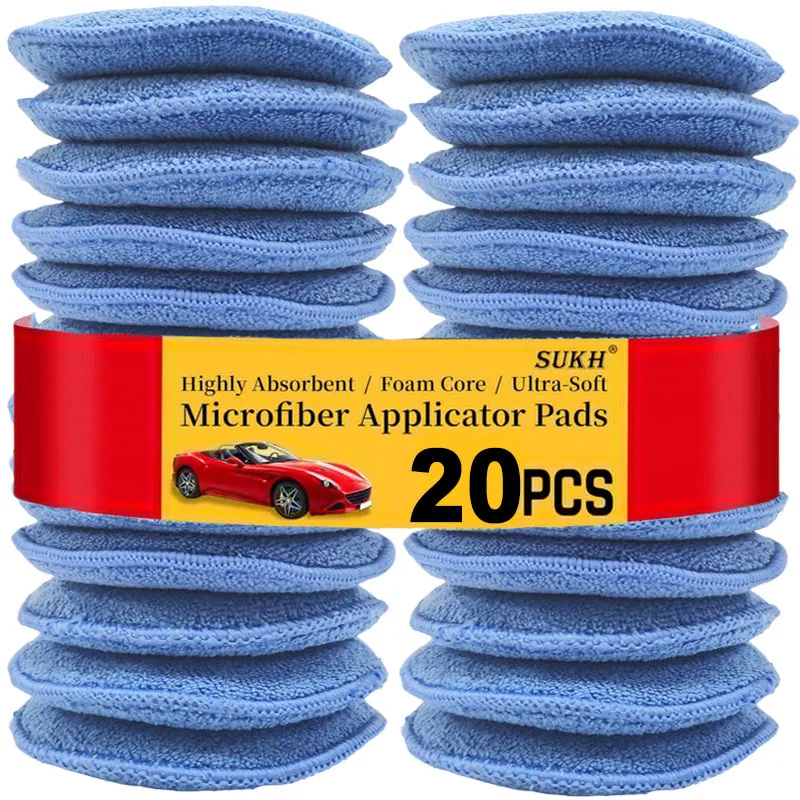 Car Polishing Waxing Sponges Pad 5 Inch 125mm Microfiber Round Motorcycle Auto Wax Applicator Polish Foam Sponges Cleaning Tools