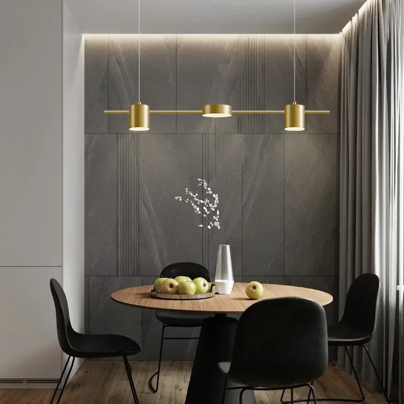 Moderne minimalistische LED-Deckenpendelleuchte für Wohnzimmer, Küchenpendelleuchte, kreative dimmbare Innenbeleuchtung, Gold/Schwarz