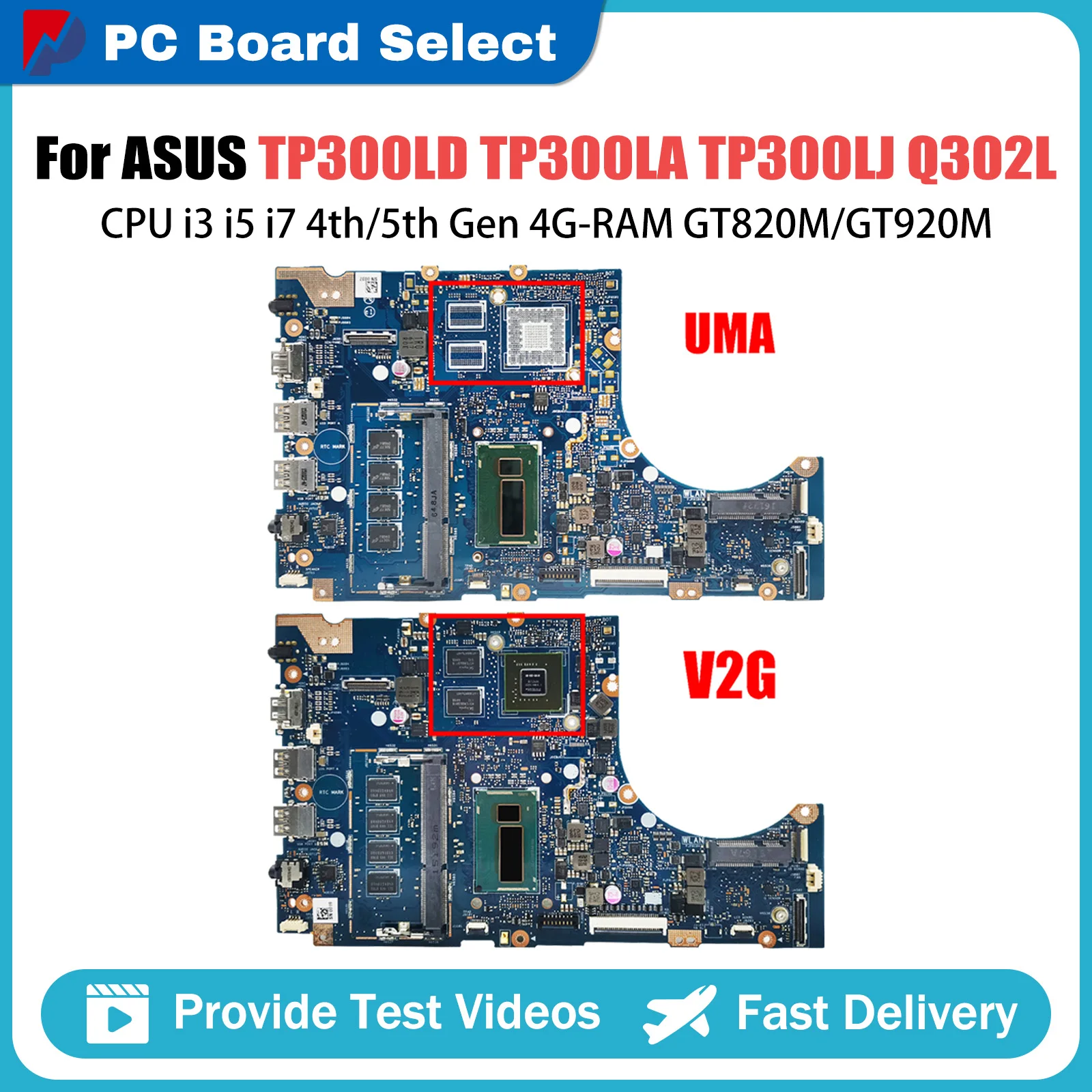 TP300LD Mainboard For Asus TP300L TP300LA TP300LJ Q302L Q302LA Laptop Motherboard CPU i3 i5 i7 4th 5th Gen 4GB RAM GT820M GT920M