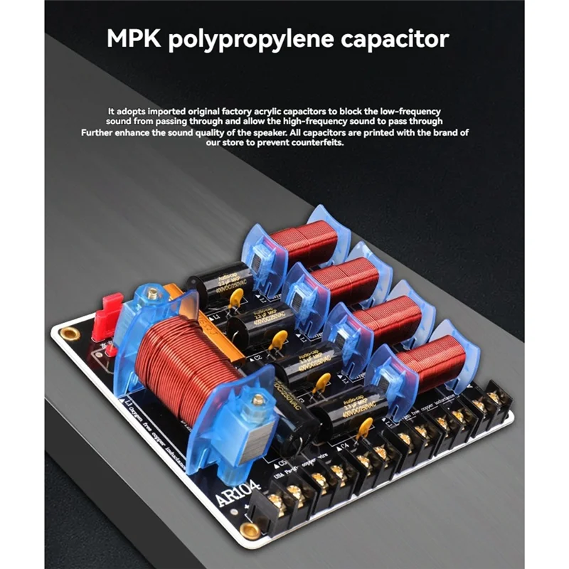 BAAY Профессиональный кроссовер для динамиков, 5-полосный делитель динамиков, 250-600 Вт, 45 Гц-23 кГц, 5-контактный аудио для сцены домашнего кинотеатра