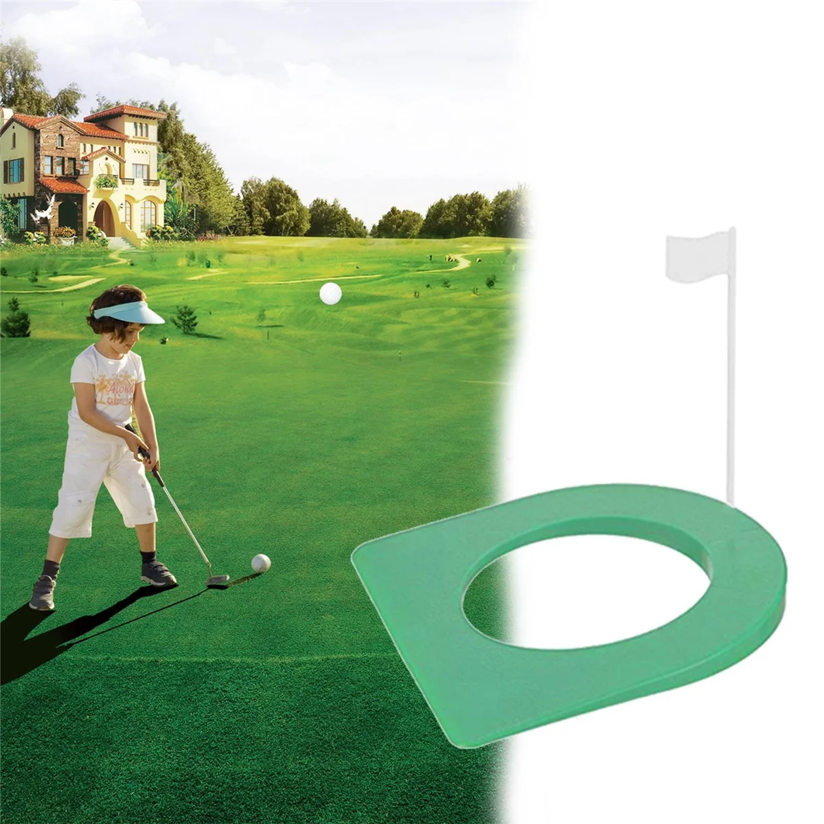 2 Pcs Golf Putting Cup and Flag Golf Putting Hole Practice Aids with Flag for Golf Putting Training Mat