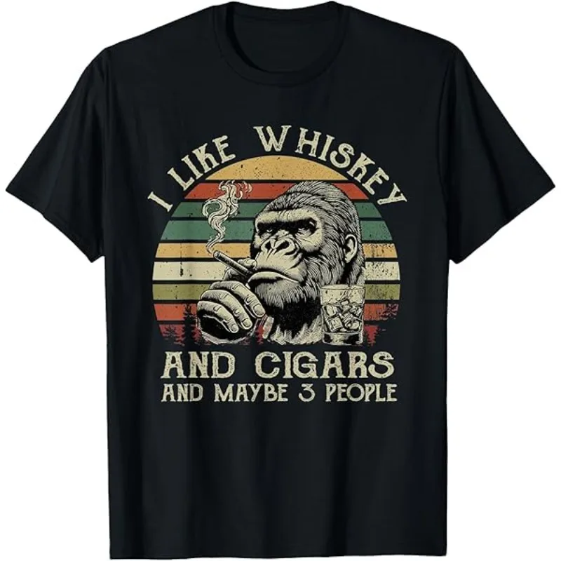 funny Whiskey Goes In, Wisdom Comes Out Men's T Shirt Women Cotton Tee Summer Spring Novelty Top Humor Streetwear Oversized Top