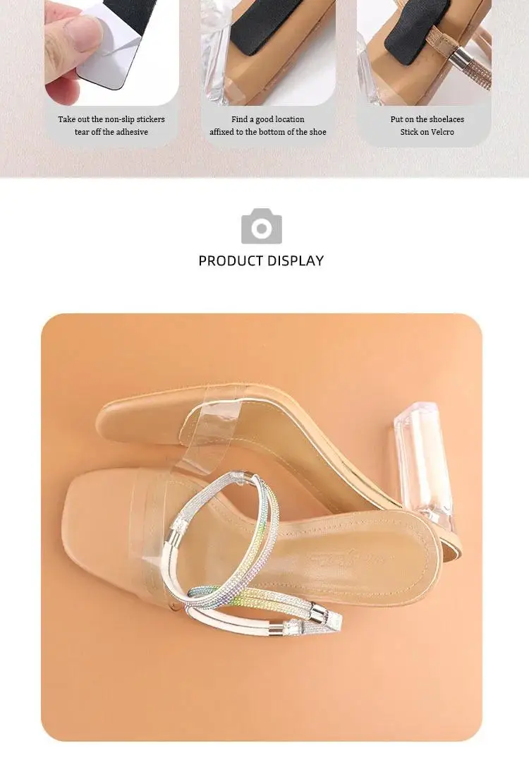 Strassbesetzte High Heels Schuhbänder Anti-Verloren für Damen, elastische Anti-Rutsch-Fixierbänder für den Absatz, Schuhzubehör – Detail 9