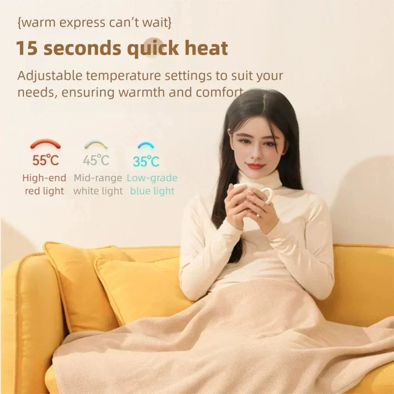 يمكن ارتداؤها بطانية كهربائية 3 مستويات التدفئة USB التدفئة شتاء دافئ بطانية المنزل مكتب التدفئة في الهواء الطلق المراتب قابل للغسل