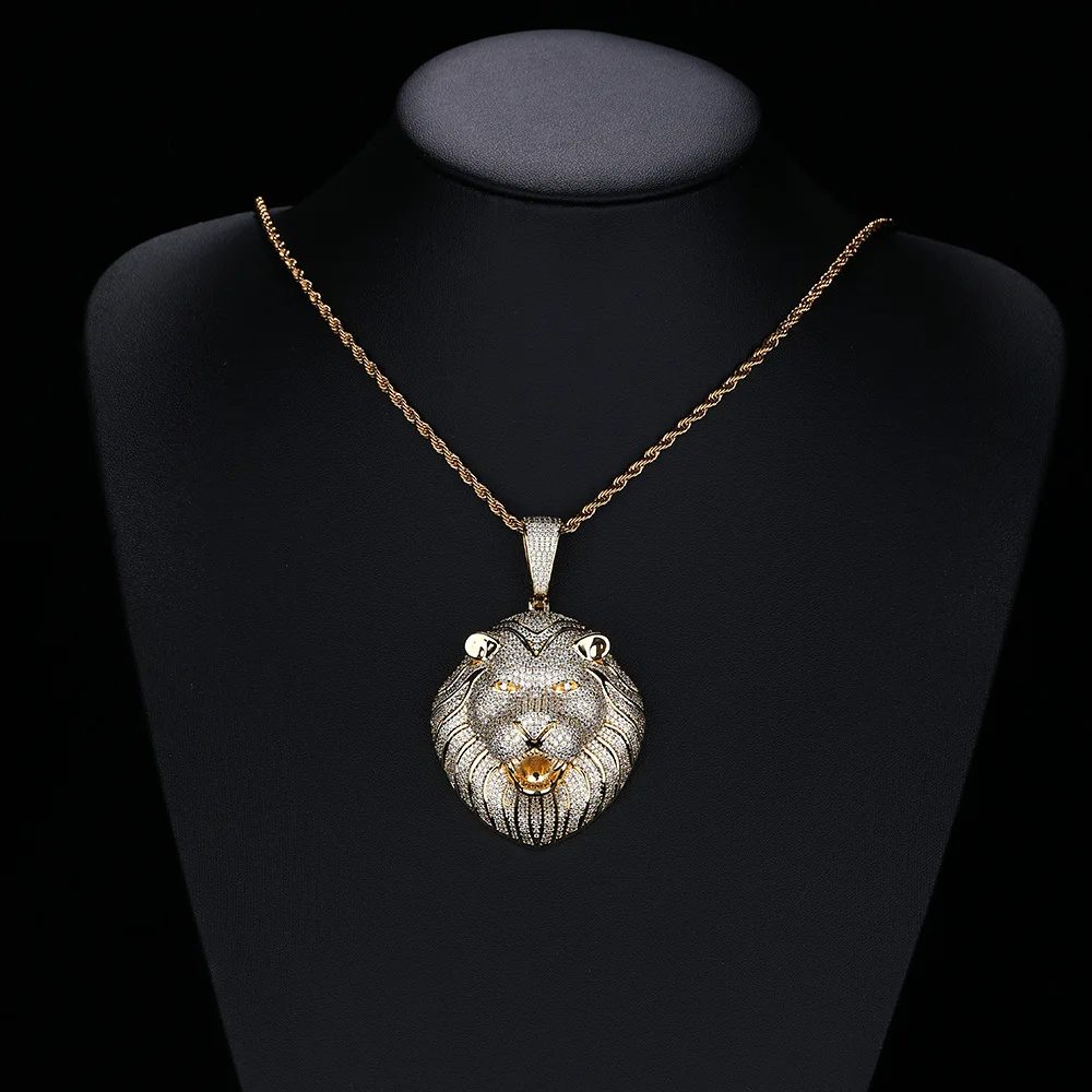 

Ожерелье с подвеской в виде головы льва: цепочка с цирконием «Король джунглей»