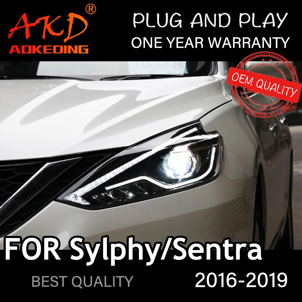 Headlight For Nissan Sylphy 2016–2019 Sentra Car автомобильные товары LED DRL Hella Xenon Lens Hella Hid H7 Car Accessories