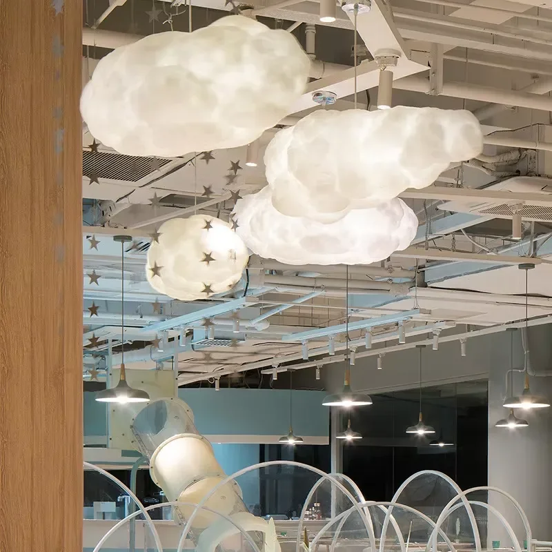 Simulation Cloud Silk Cotton LED Pendant Lamp for Kids Room Living Restaurant Indoor Decor New Design Options Chandeliers