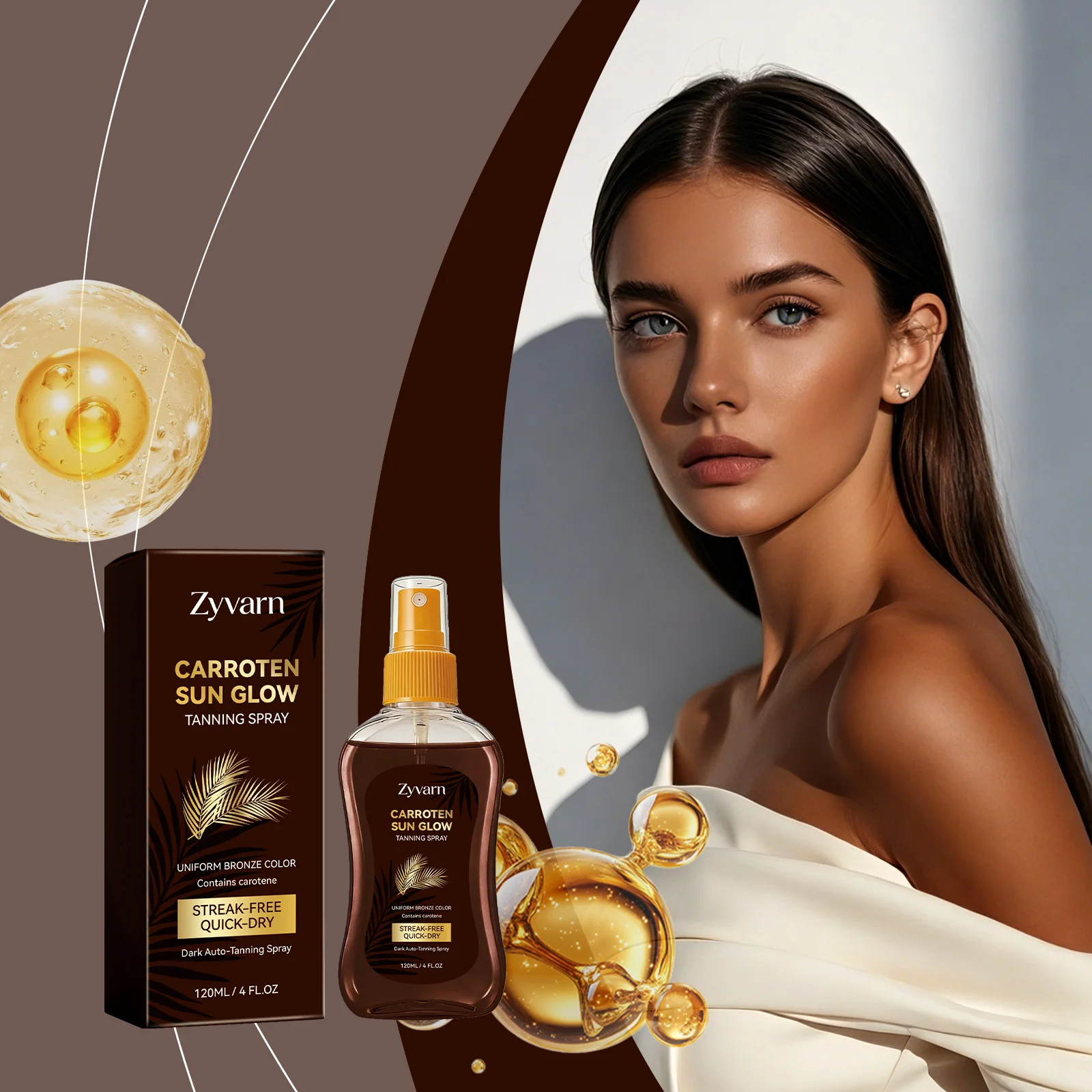 Carrot Sun Tanning Oil Spray Sunless Lasting Bronzer Tan Intensifier Natural Moisturizing Formula for Outdoor Summer & Beach Use