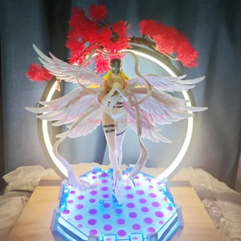 29cm Anime Digimon Adventure Figures Angewomon Angemon Led Action Figurines Pvc Statue Model Collection Doll Toys Children Gifts