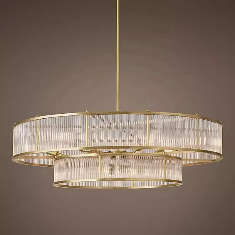 Modern luxury all copper double gold crystal chandelier suitable for villa living room dining table bedroom YX368TB