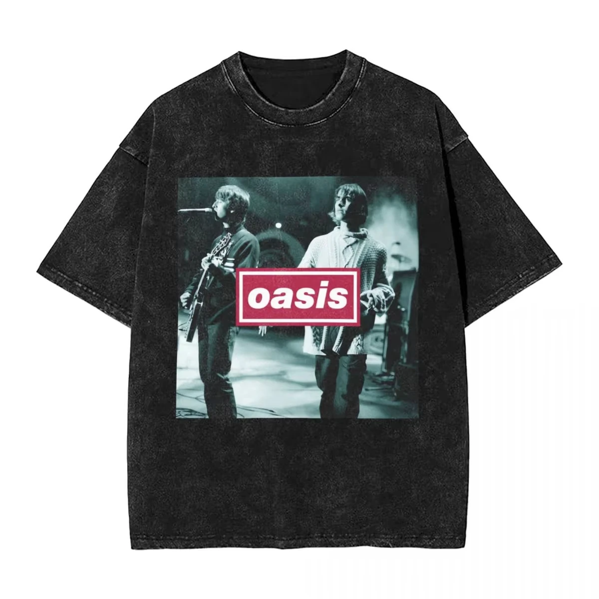 Summer New Oasis Band Vintage Washed T Shirt Men Women Harbor Style Cotton Casual Short Sleeve Tee Streetwear Oversize Loose Top