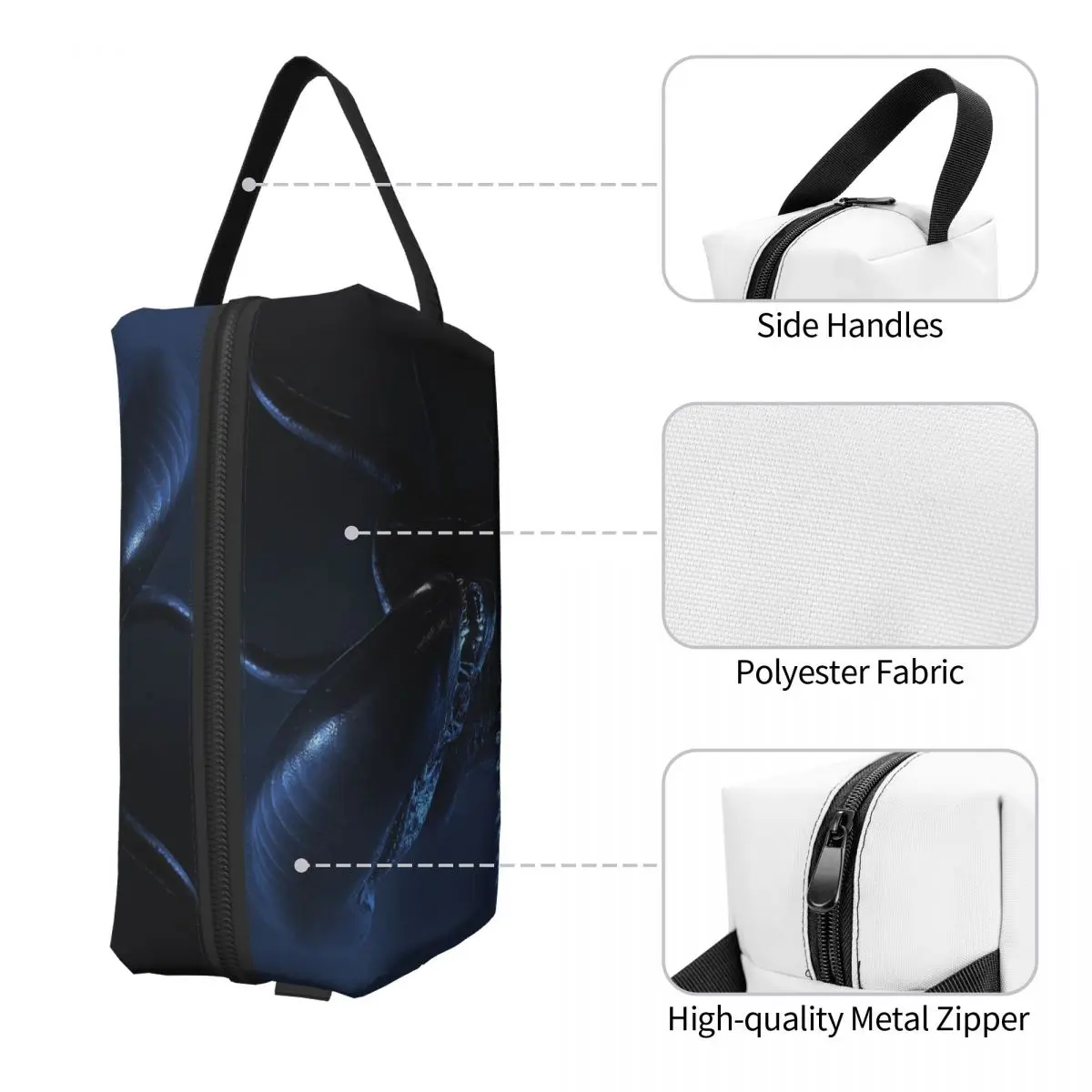 حقيبة مستحضرات التجميل النسائية من Xenomorph Alien، حقيبة تنظيم المكياج للسفر، حقيبة تخزين أدوات الزينة، صندوق أدوات مقلمة