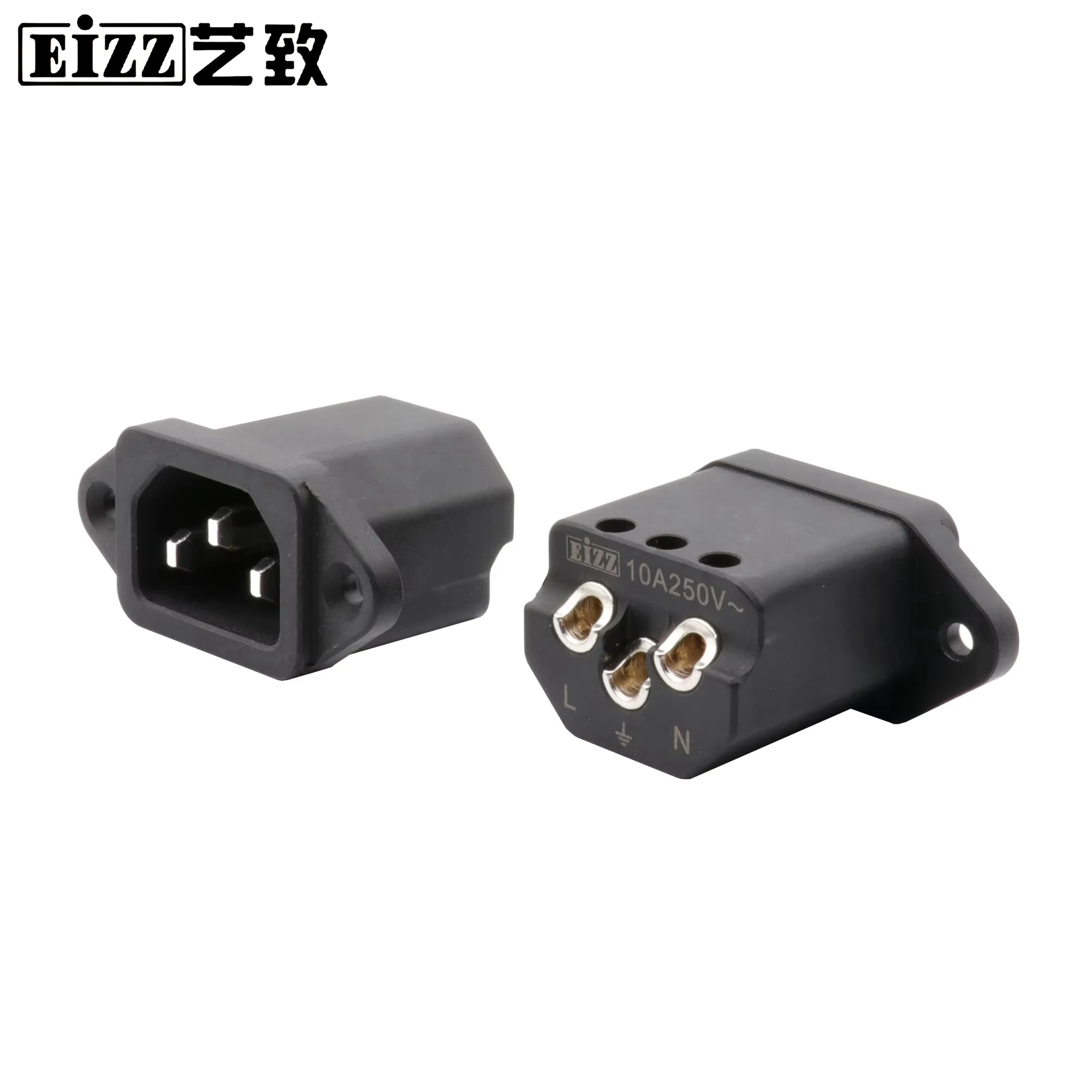 1pc EIZZ Premium IEC 320 AC Male Power Socket Mains  Cord Inlet Receptacle Tellurium Copper  PTFE Insulator CD DAC Turntable