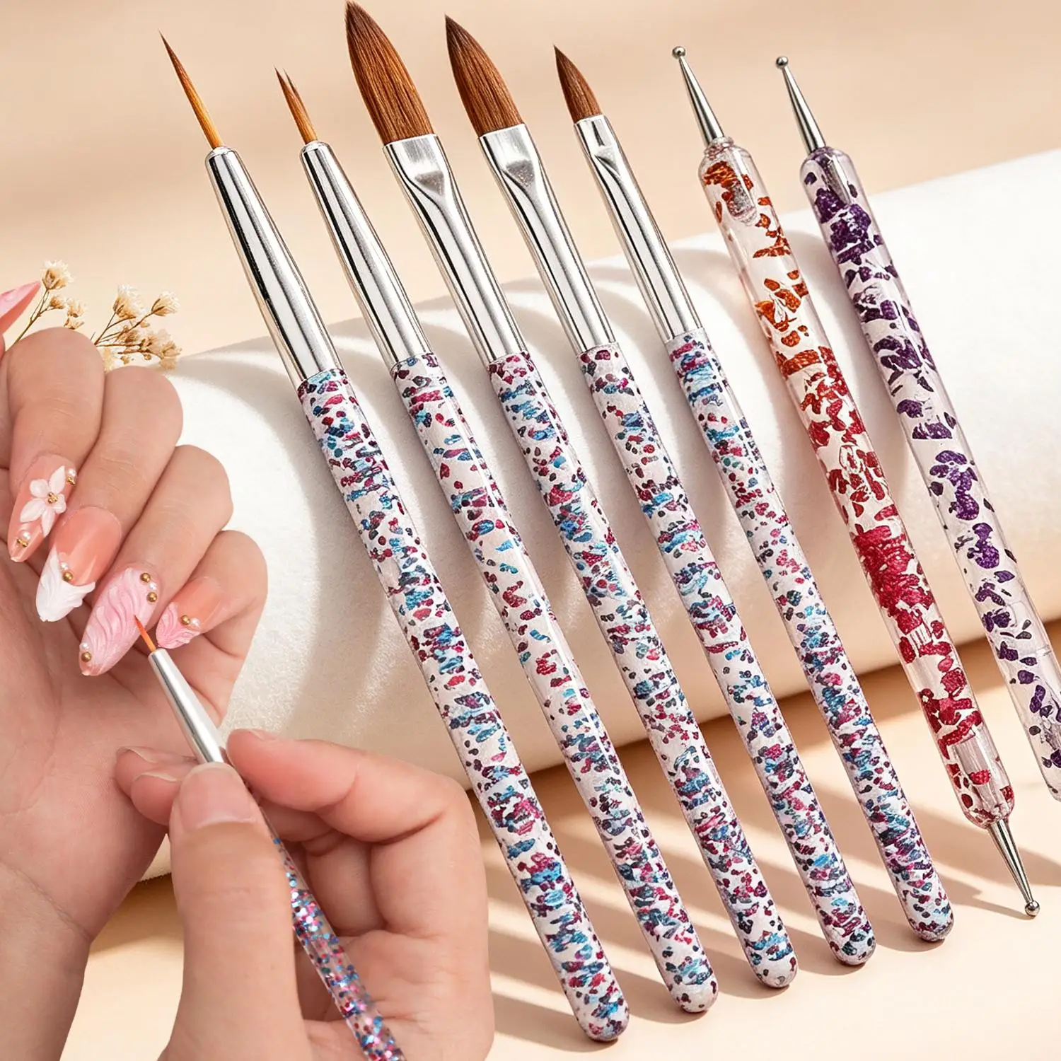 15pcs/set Nail Art Brushes UV Gel Liner DIY Painting Pen Acrylic French Stripe Flower Drawing Brush Nails Tip Painting Tools
