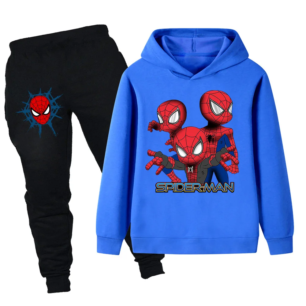 

Boys Super Cool Marvel Spider-Man Print Fashion Sweatshirt Set Kids Fall and Winter Casual Comfortable Soft Top + Pants Set