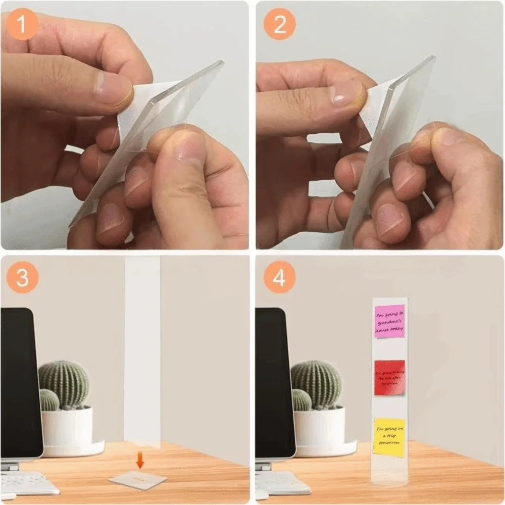 Acrylic Memo Message Board Detachable Clear Sticky Note Holder Stand Vertical Monitor Side Note Holder Desktop Use