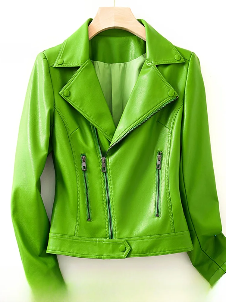 

2025 Spring Autumn New Sle Genuine Leather Jaet Women ort Hai eepskin Motorcycle Jaet Hong Kong Sle Small Out...