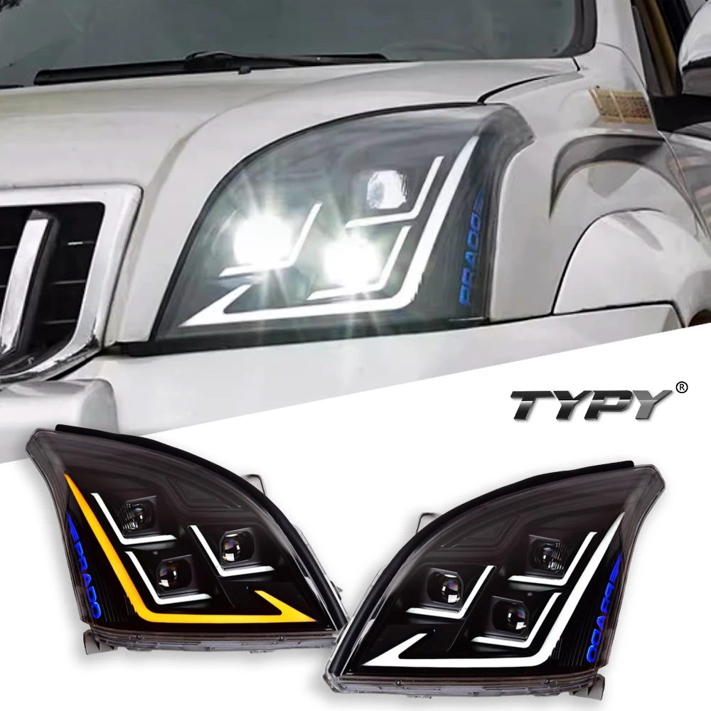 

TYPY Новая светодиодная фара, обновленная, модифицированная для Toyota Prado LED 2003-2009, фара с динамическим сигналом, автоаксессуары