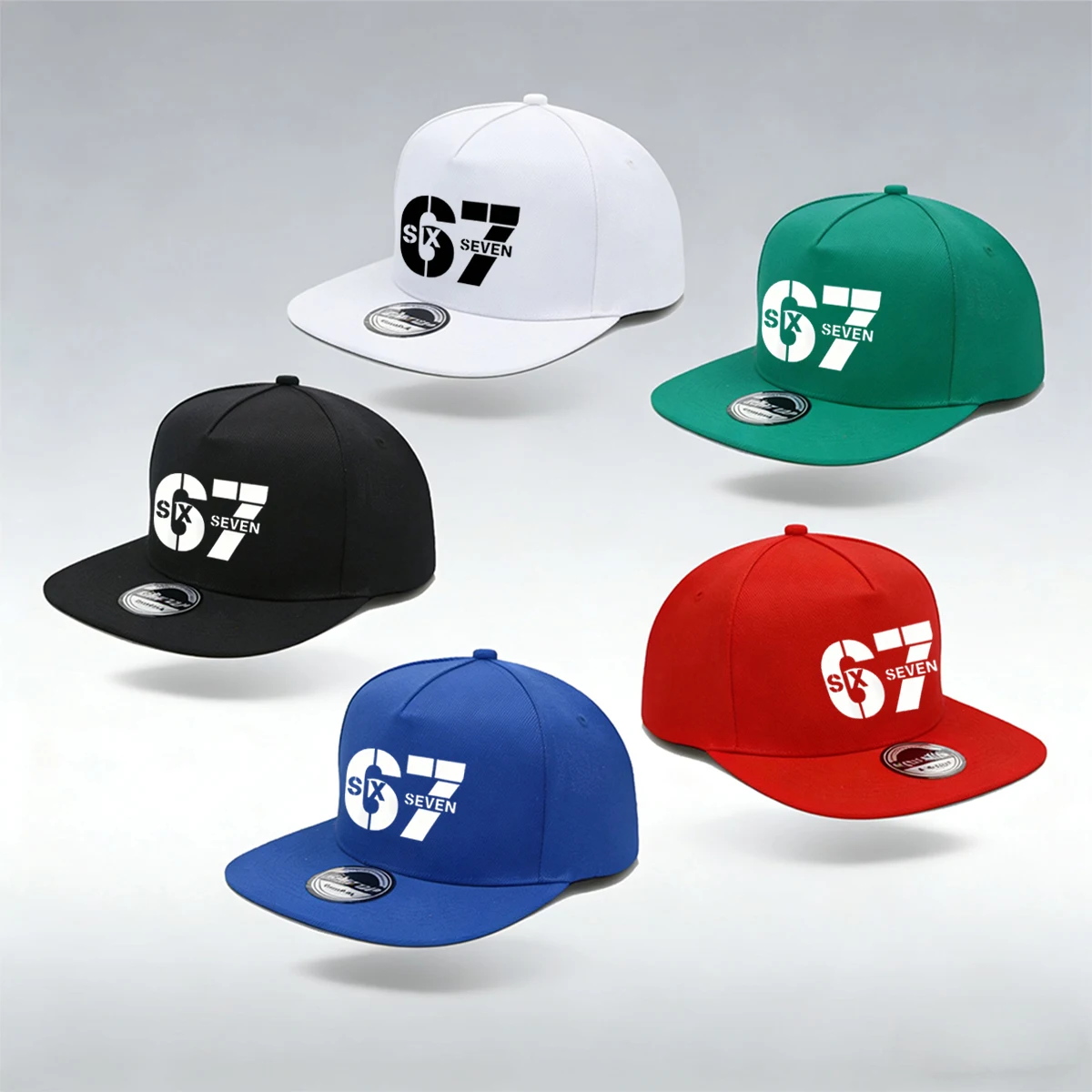 1/2PC Y2K 67 Flat Brim Hat, SIX SEVEN Geometric Print, Breat