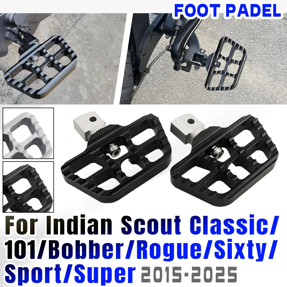 

For Indian Scout Sixty Classic Rogue Bobber Twenty Rider Foot Rests Pedal Motorcycle Front Foot Controls Rotatable Wide Footpegs