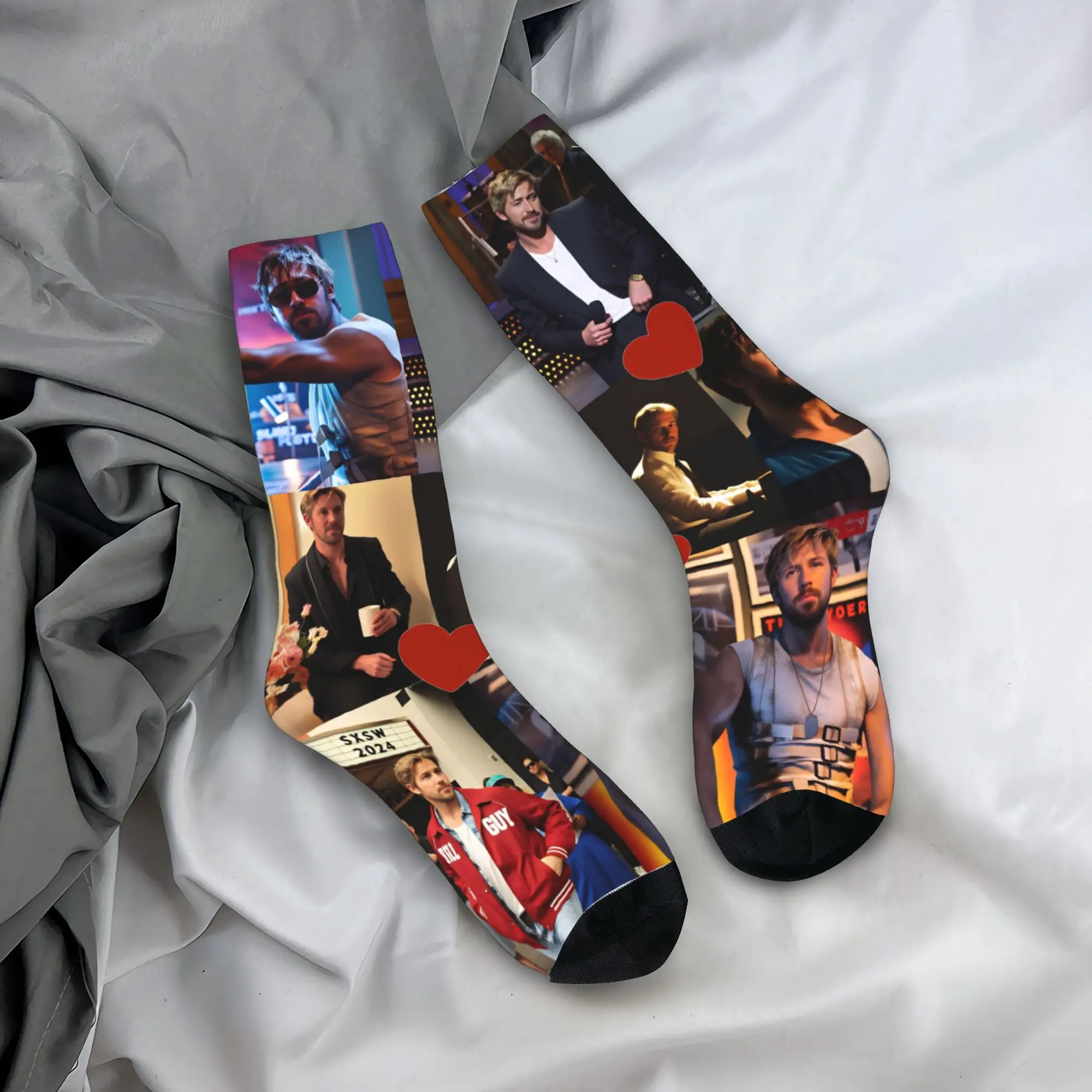 

Носки с коллажем Райана Гослинга, носки для отдыха, мужские мягкие носки для скейтбординга, зимние нескользящие носки с узором