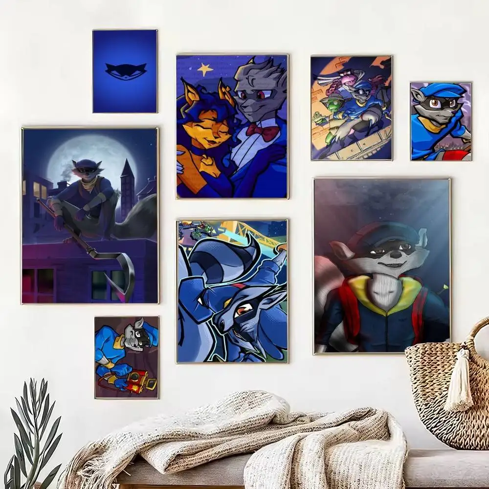 Bentley Shrewd Sly Cooper  Poster Waterproof Wall Art Sticker For Bar Living Room Vintage Decor High Quality Print Gift