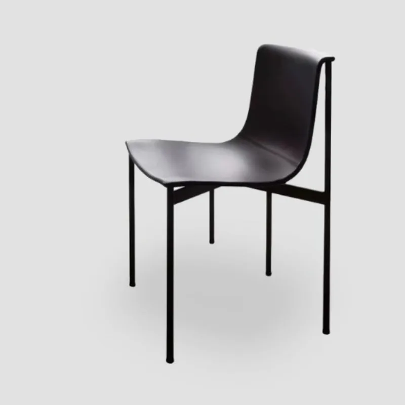 Saddle leather dining chair Light luxury high-end hotel negotiation chair Restaurant chair
