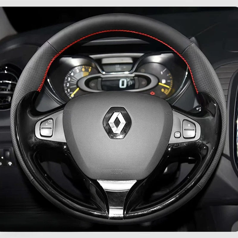 

Hand Stitched black Genuine Leather car Steering Wheel Cover For Renault Captur 2014 2015 Auto Parts
