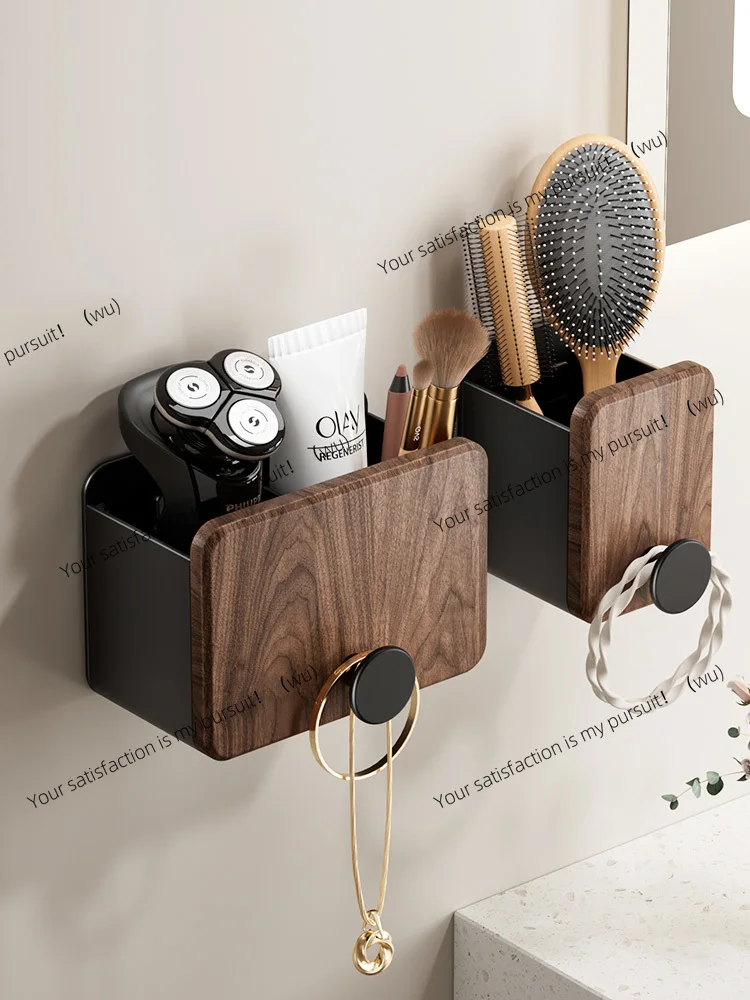 Walnut bathroom, bathroom, comb, rack, no punching, washstand, toothpaste, razor, makeup brush, storage cartridge.