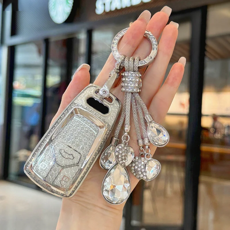 

Чехол из ТПУ с белым бриллиантом для Audi Q5 Q7 TT A4 B9 A5 A6 8S 8W 4M S4 S5 S7 TTS TFSI RS Auto Remote Smart Car Key, аксессуары