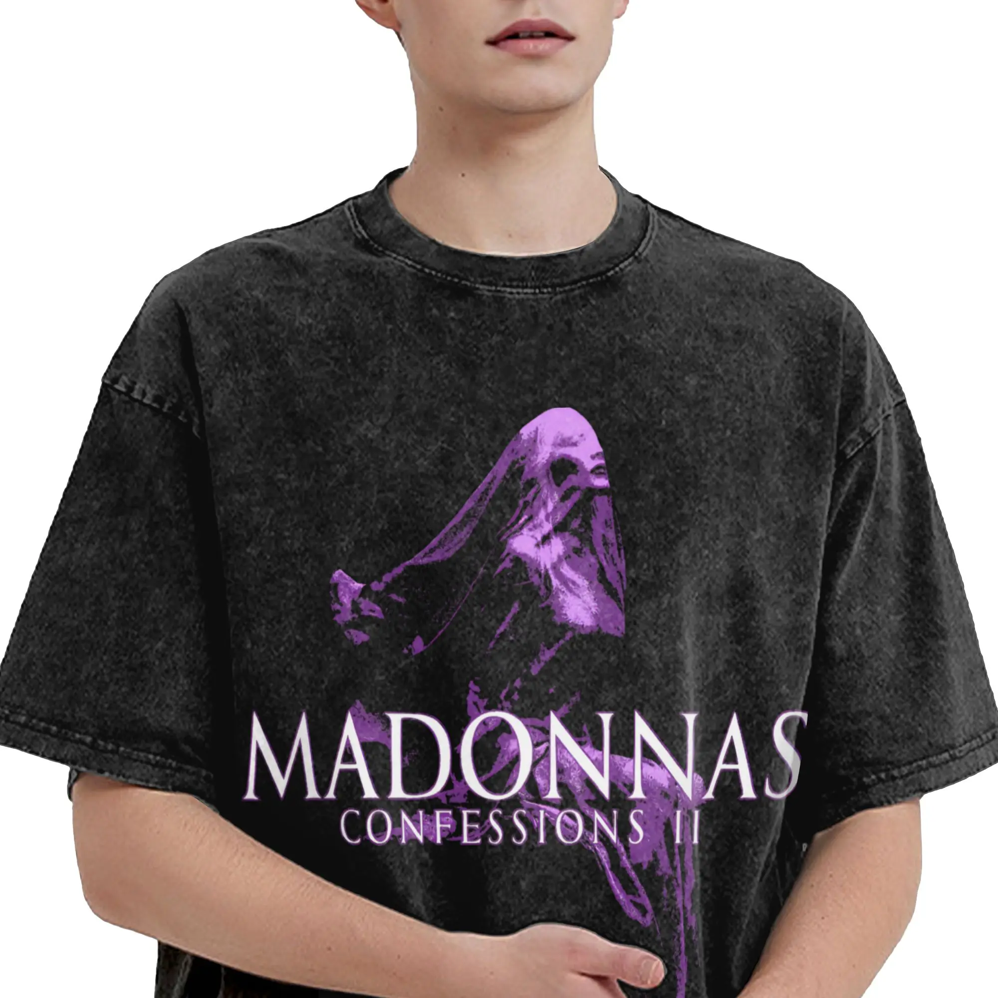 Madonnas CONFESSIONS II Tour 2026  T Shirt Hip Hop Washed Short Sleeve Harajuku T-Shirt Fashion Men Women Streetwear Summer Tees