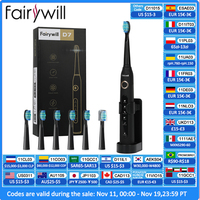 Fairywill Electric Sonic Toothbrush USB Charge FW-507 Rechargeable Waterproof Electronic Tooth Brushes Replacement Heads Adult