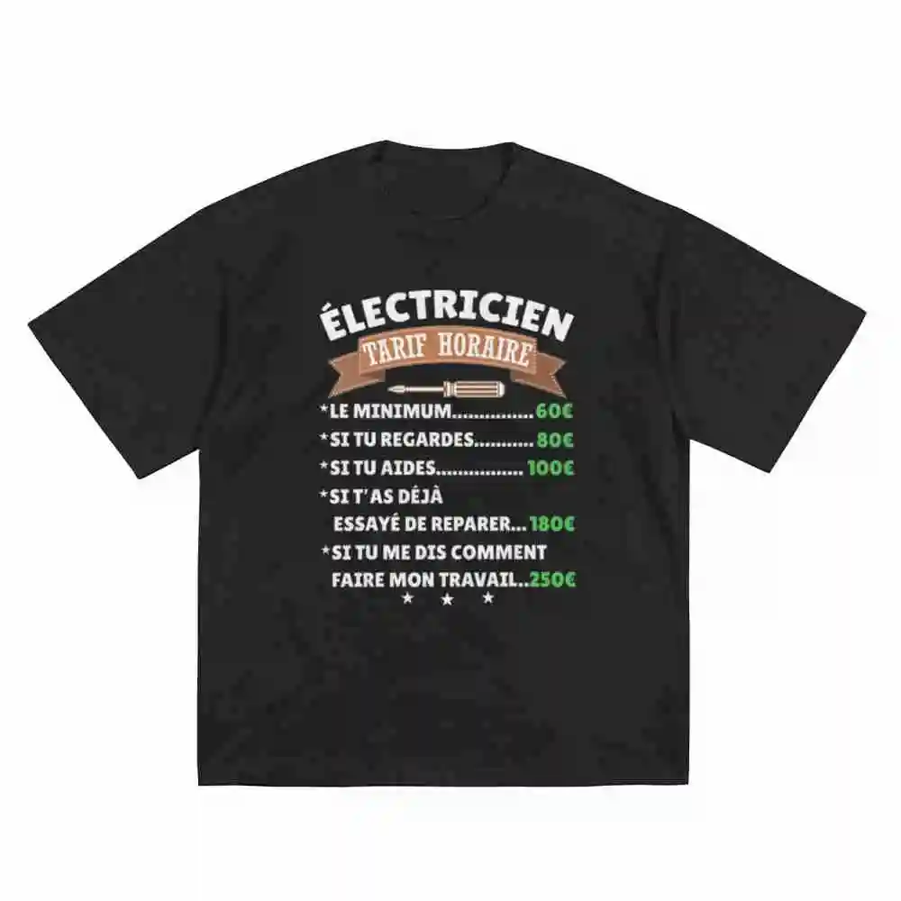 Electrician Hourly Rate For Electricians Short Sleeve Tee 100% Cotton T-Shirt