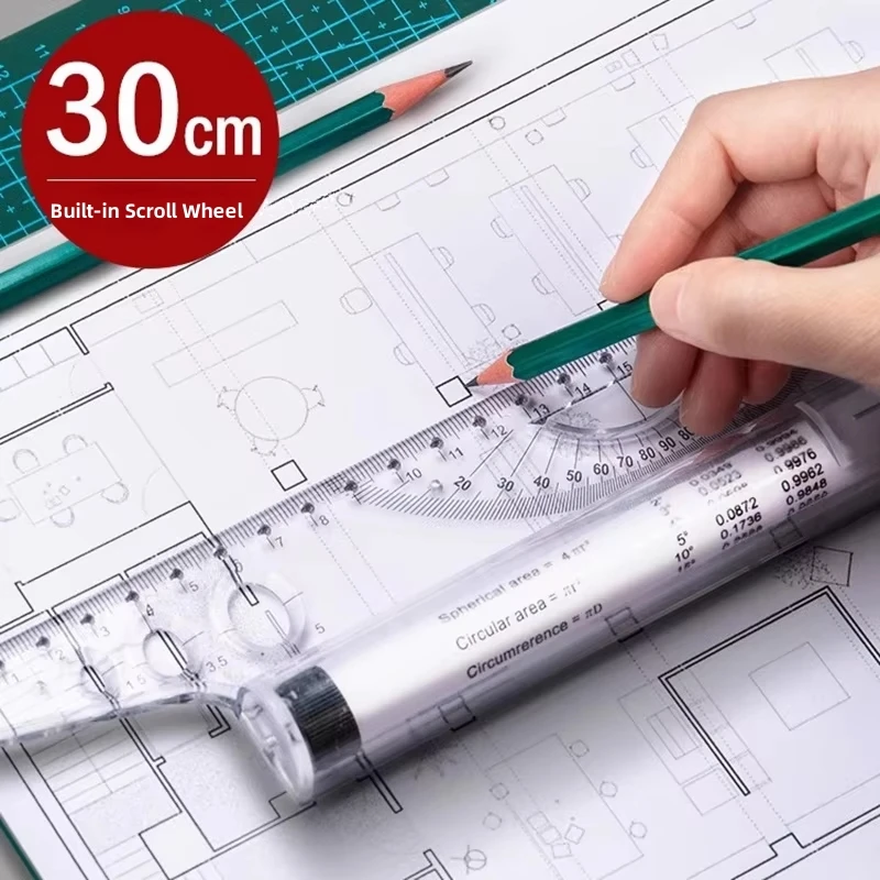 Berence Parallel Ruler 30cm Professional Design Angle Drawing Architecture Multi functional Ruler Hand Drawing Circle Tool