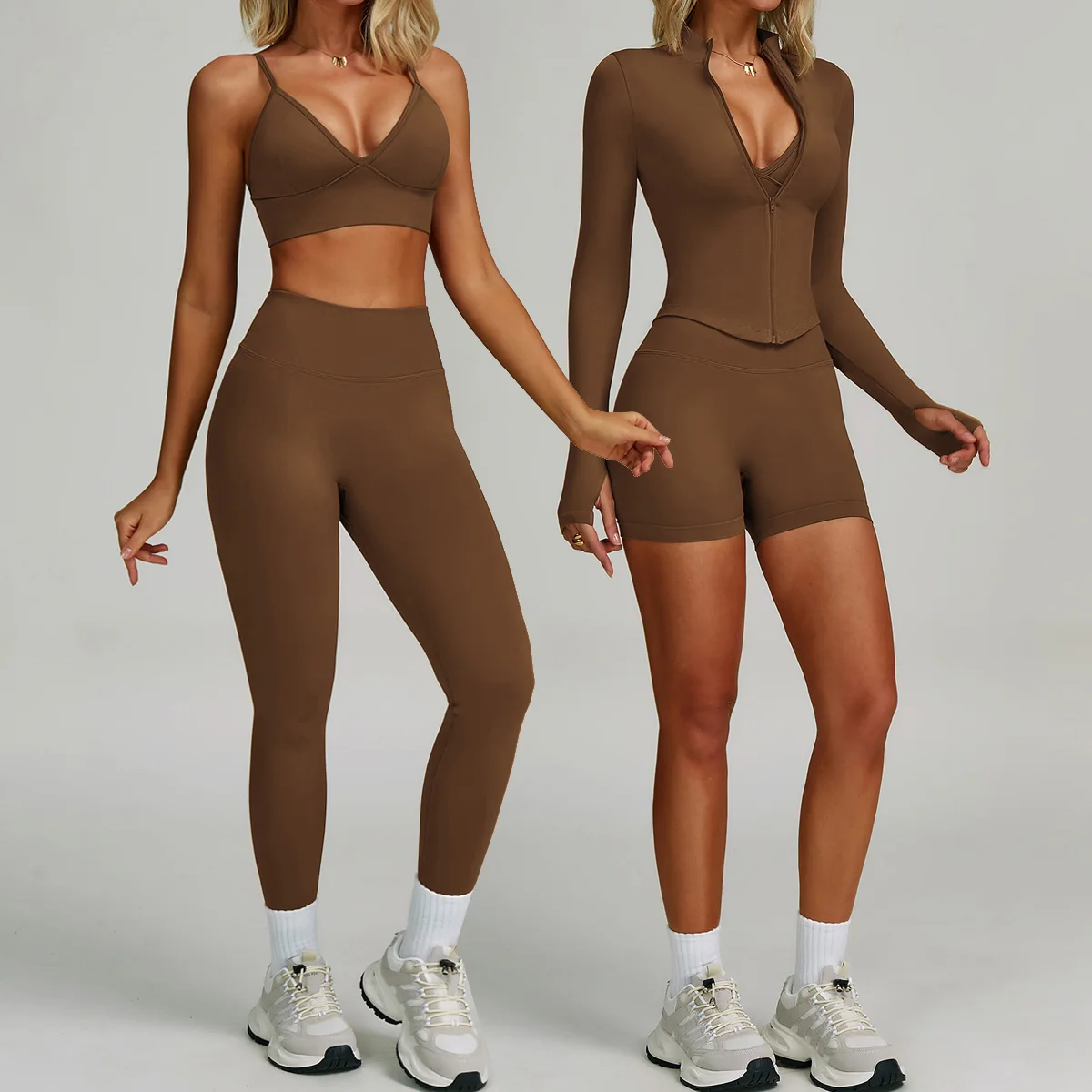 Sportswear Seamles 2/3PCS Yoga Suit Women Gym Set Tracksuit Running Workout Long-sleeved Jacket Sports Bra Fitness Tracksuits