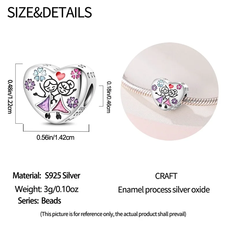 925 Sterling Silver Best Sisters Love Swing Love Forever Bead Sisters Flower Ciondoli con ciondolo Bracciale adatto Gioielli fai da te Regalo