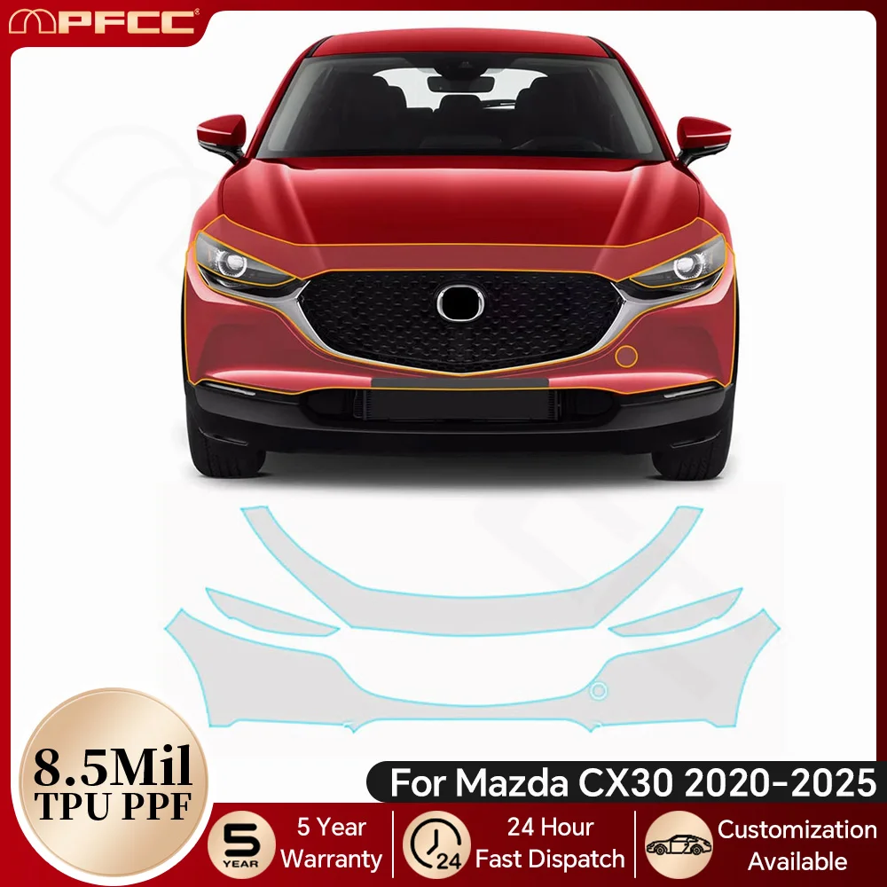 

For Mazda CX30 CX-30 2020-2025 8.5Mil TPU Paint Protection Film Pre-cut PPF Bra Car Body Anti-Scratch Clear Kit Resistant Cover