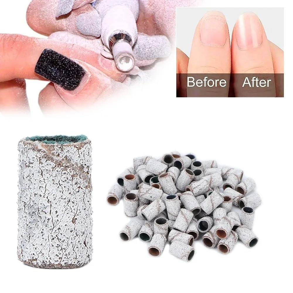 100pcs Professional White Nail Art Sanding Bands Cylindrical Nail Sanding Bands Pedicure Sanding Bands Professional Manicures