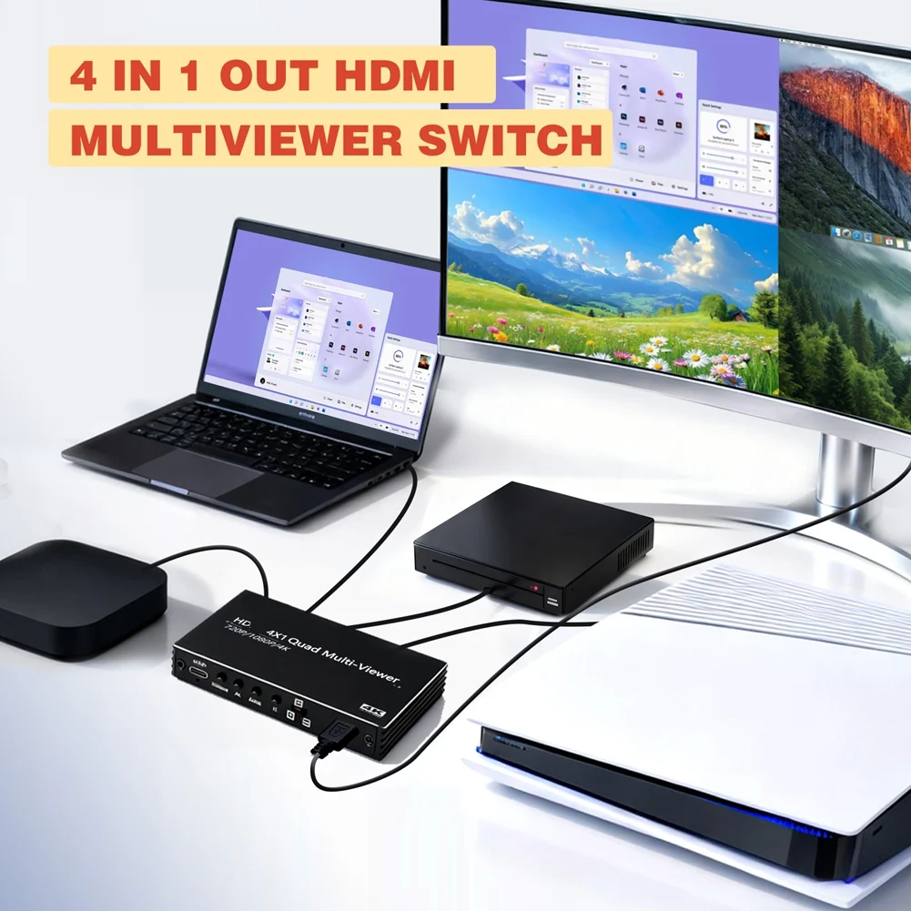 NEW HOT In Stock--Compatible 4K Multi-Viewer 4X1 Quad Display Adapter Switch Multivisor 4K Multiviewer 4X1 Swicth