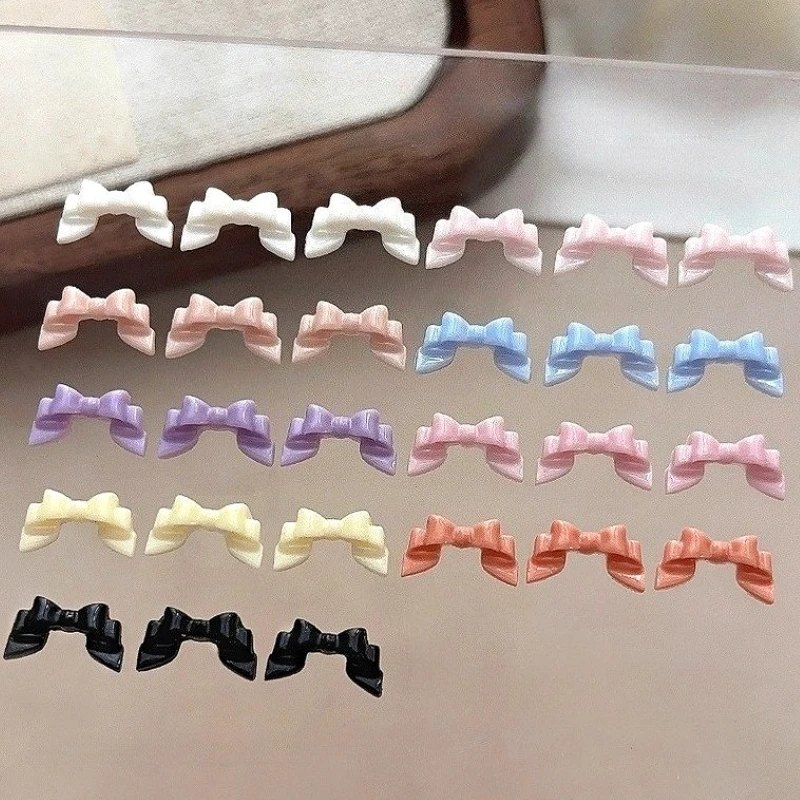 

Korean Style Bowknot Hipster Ribbon Colorful Charm Resin Bow Tie Cute Nail Art Decorations Manicure Tools Accessories Wholesale
