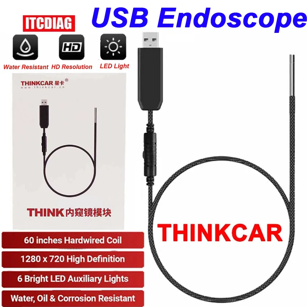 THINKCAR THINKTOOL Video Scope 60 inch USB Video Inspection Scope Camera with LED Light for Automotive Diagnostic Equipment