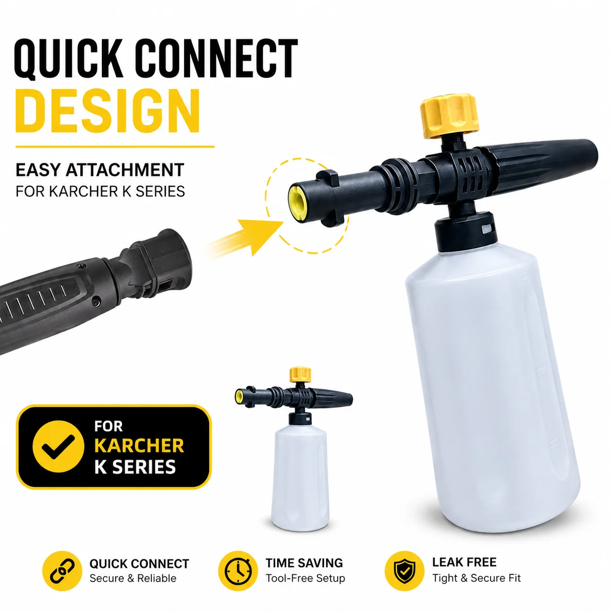 Foam Cannon for Karcher K2 K3 K4 K5 K6 K7 Pressure Washer, Snow Foam Lance Bottle Car Wash Soap Sprayer Kit