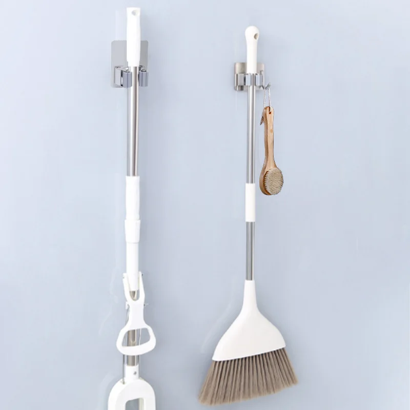 Mop Storage Rack Wall-Mounted Shelf Organizer Hook Brush Broom Hanger Home Storage Rack Multi-Purpose Hooks Kitchen Storage Tool
