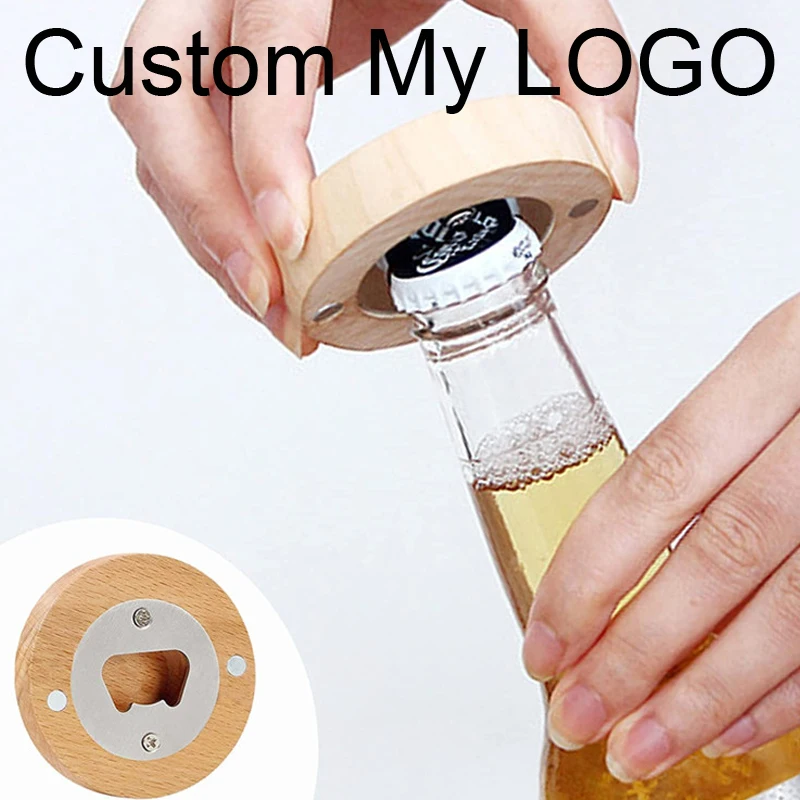 Personalized LOGO Wedding Favor Bottle Opener Fridge Magnet Wooden Magnetic Bottle Opener Party Wedding Gift Souvenir For Guest